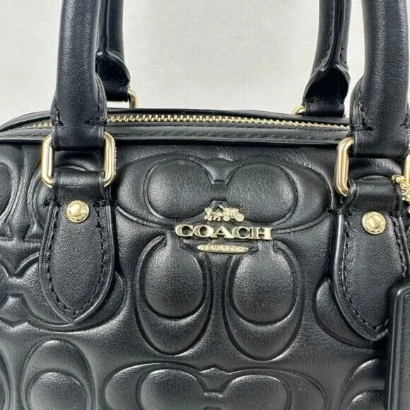 Coach Mini Rowan Crossbody Bag In Signature Leather IN Black